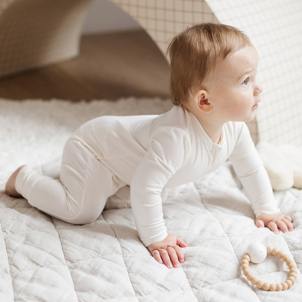 Zippered Romper in Vanilla – Luna Cay